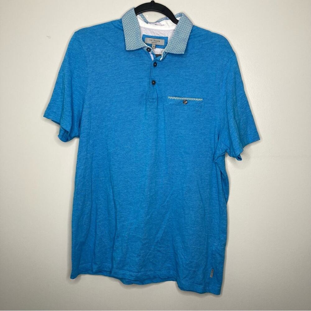 TED BAKER Teal Blue Pocket Polo Shirt 5 XL
